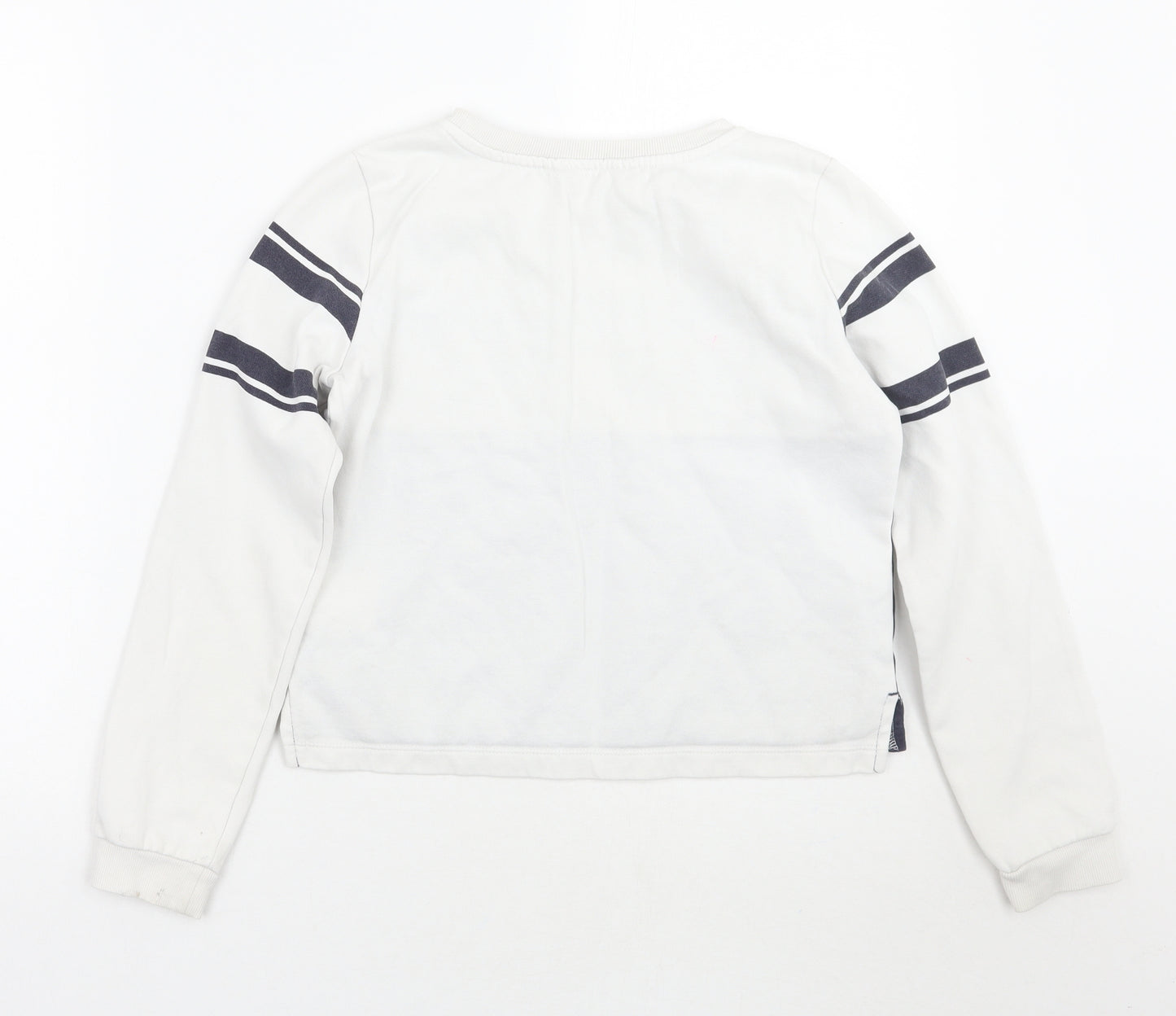 H&M Girls White Striped  Pullover Jumper Size 11 Years