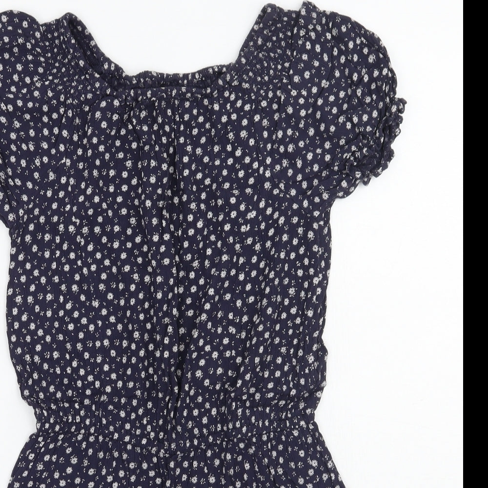 NEXT Girls Blue Floral  Playsuit One-Piece Size 10 Years