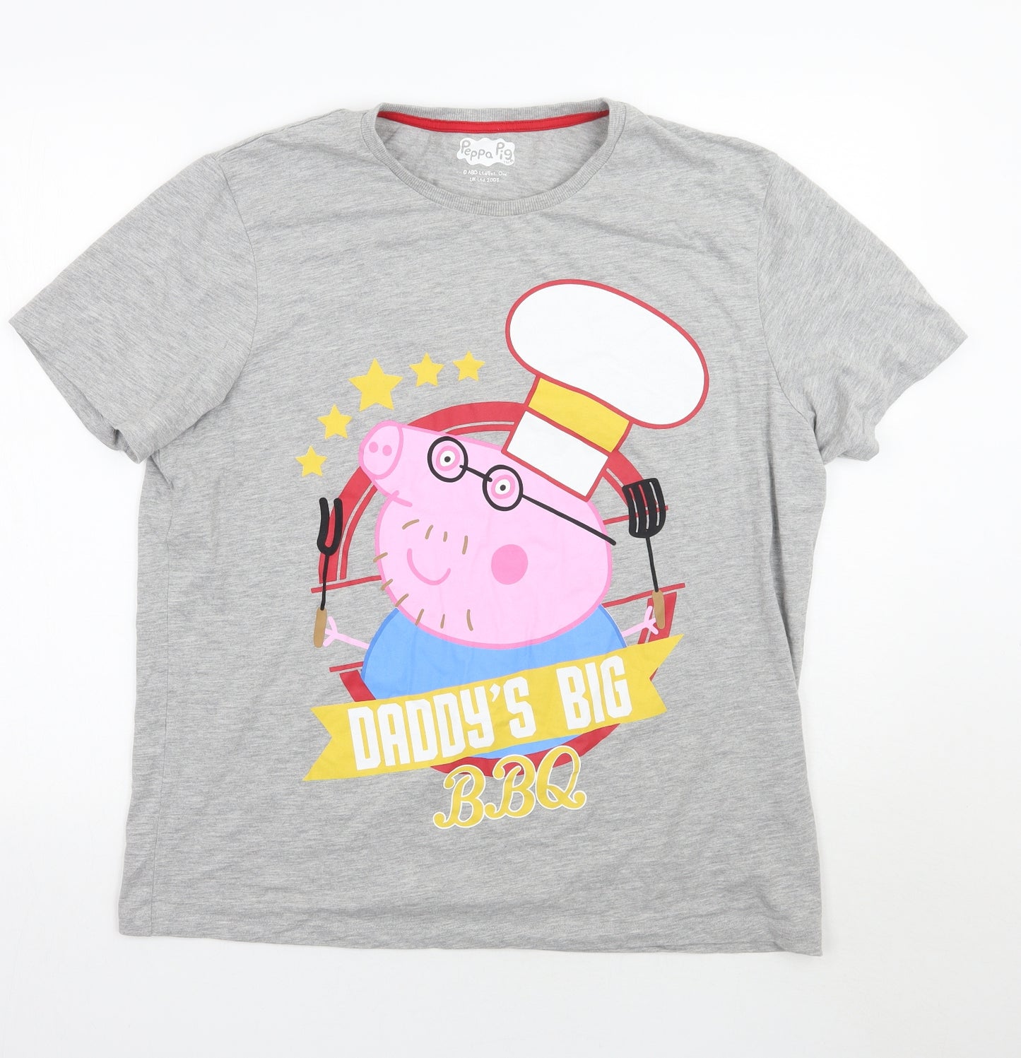 Nutmeg Mens Grey    T-Shirt Size L  - peppa pig