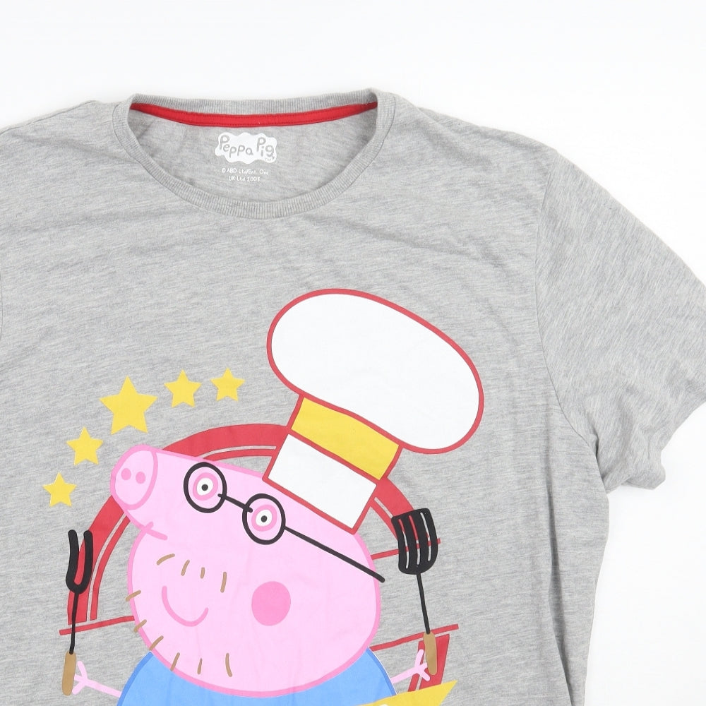 Nutmeg Mens Grey    T-Shirt Size L  - peppa pig