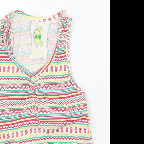 Young Dimension Girls White Striped  Basic Tank Size 5-6 Years