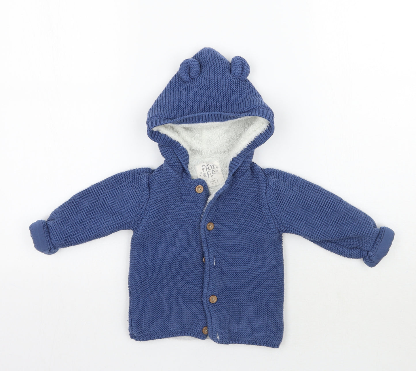 Fred&flo Boys Blue   Cardigan Jumper Size 12-18 Months