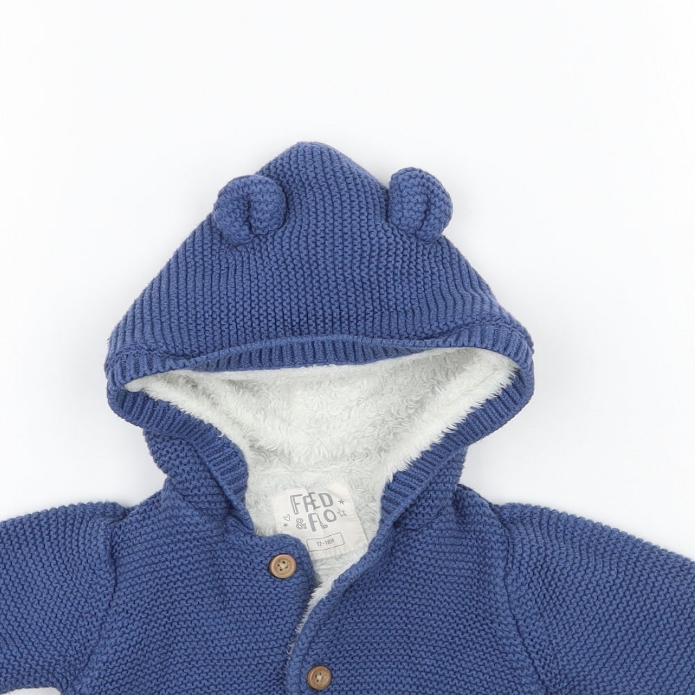 Fred&flo Boys Blue   Cardigan Jumper Size 12-18 Months