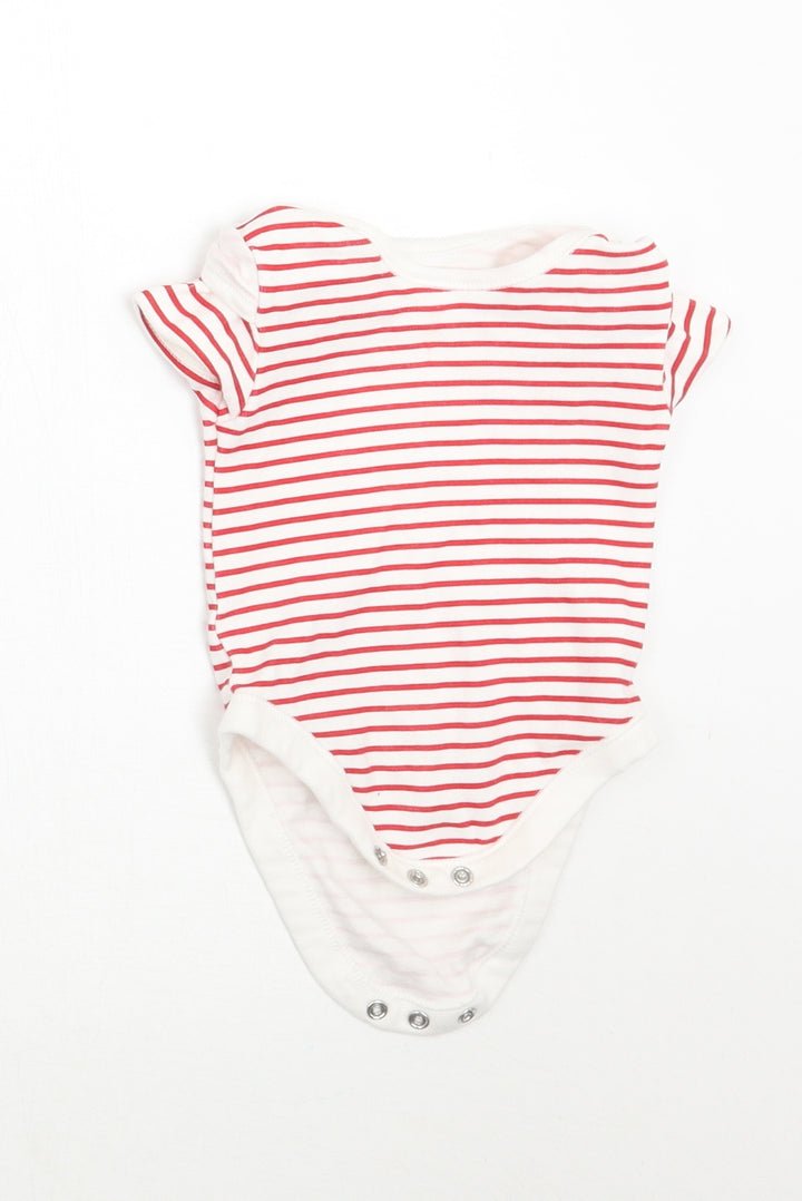 George Baby White Striped Babygrow One-Piece Size 3-6 Months