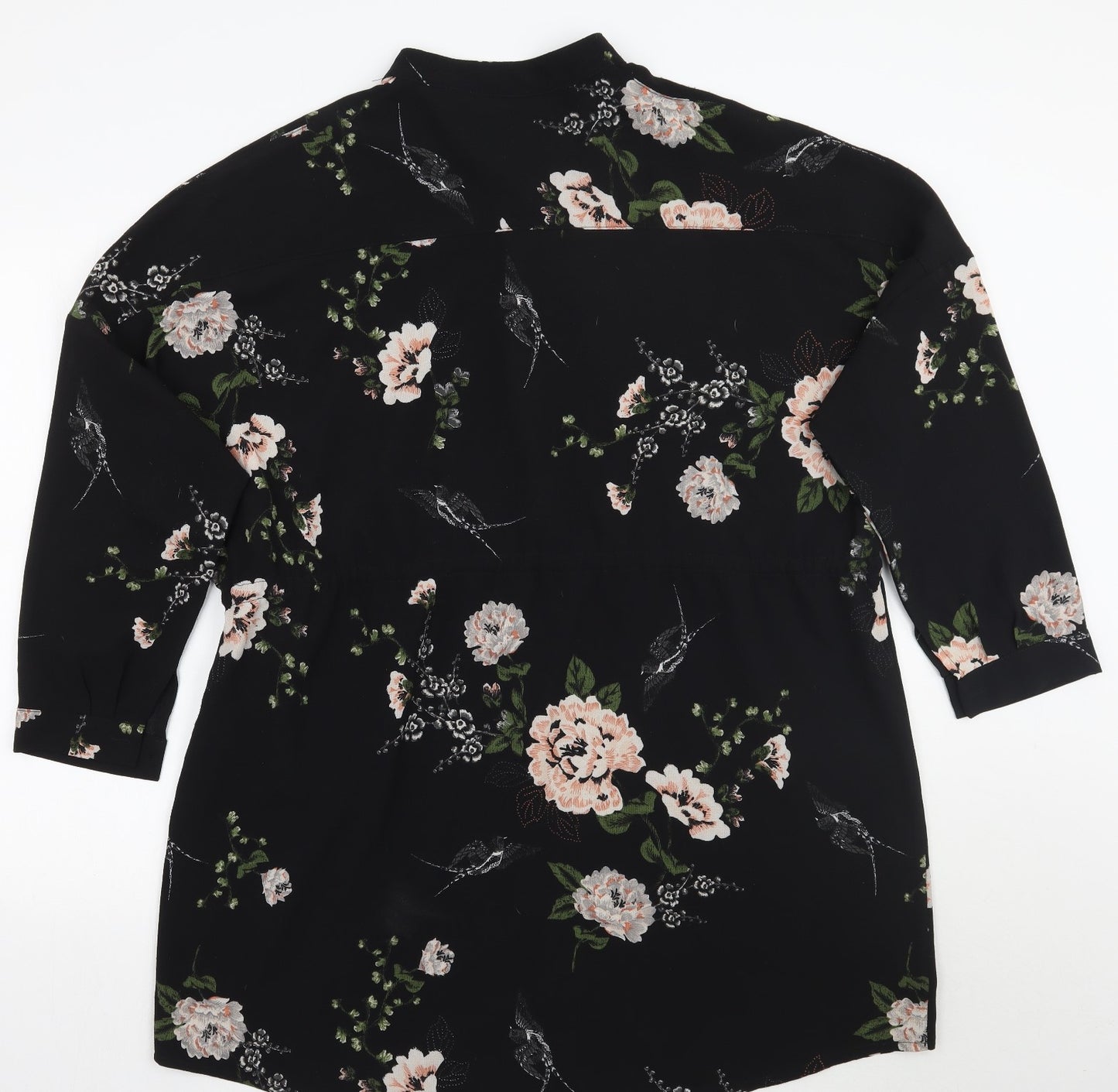 Boohoo Womens Black Floral  Shirt Dress  Size 14
