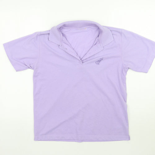 Preworn Womens Purple Floral  Basic Polo Size S