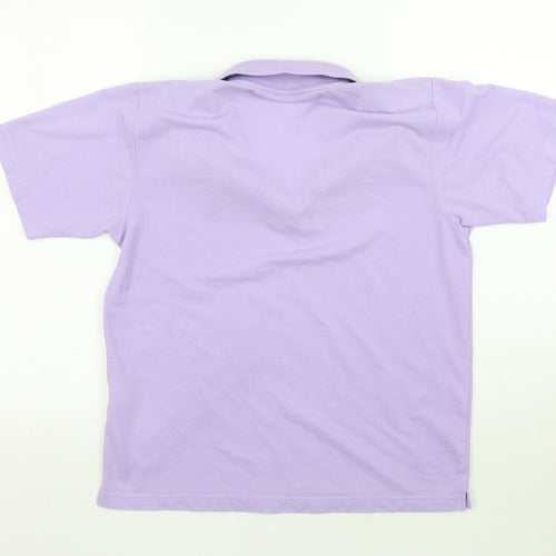 Preworn Womens Purple Floral  Basic Polo Size S