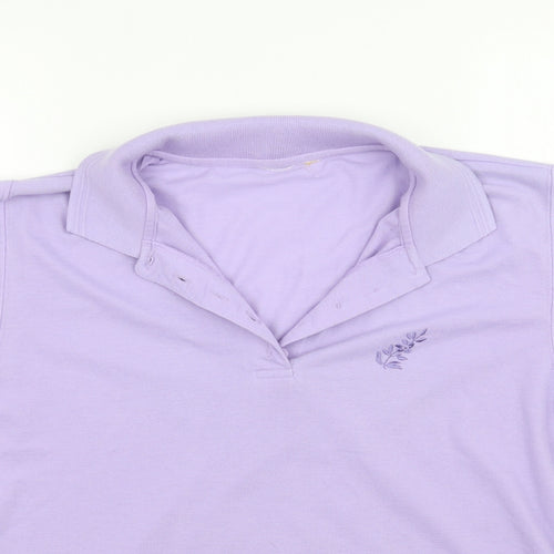 Preworn Womens Purple Floral  Basic Polo Size S