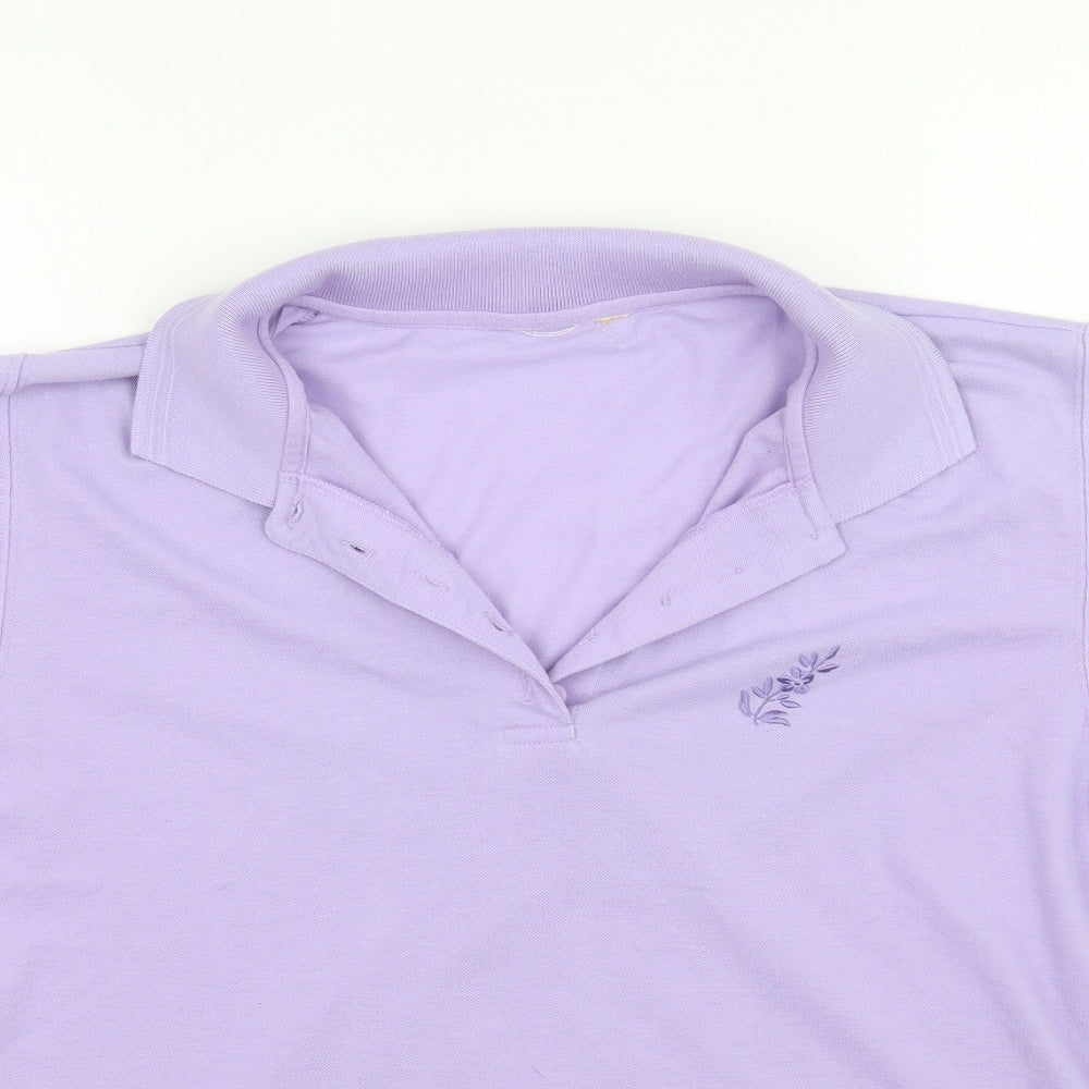 Preworn Womens Purple Floral  Basic Polo Size S
