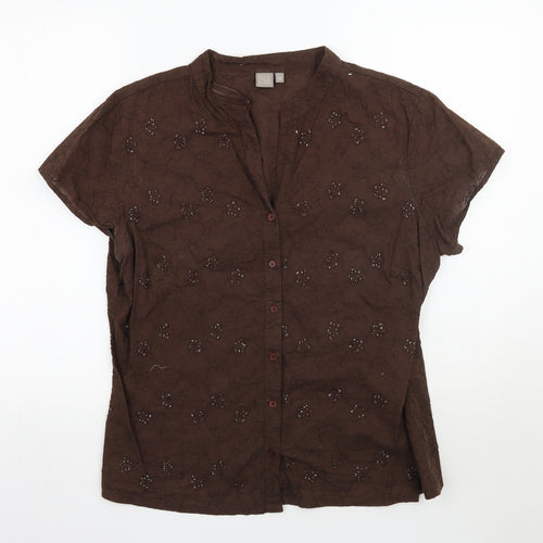 TU Womens Brown Floral  Basic Button-Up Size 20