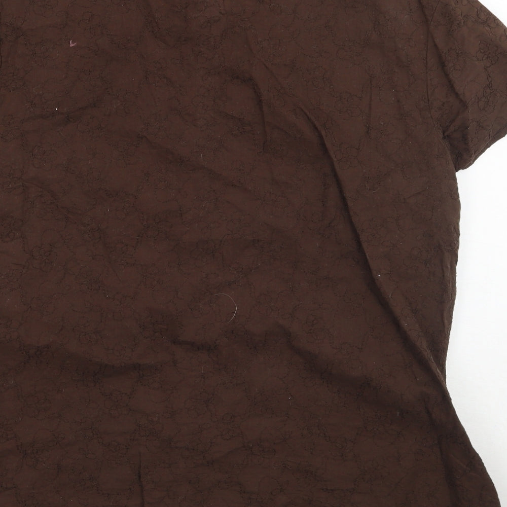 TU Womens Brown Floral  Basic Button-Up Size 20