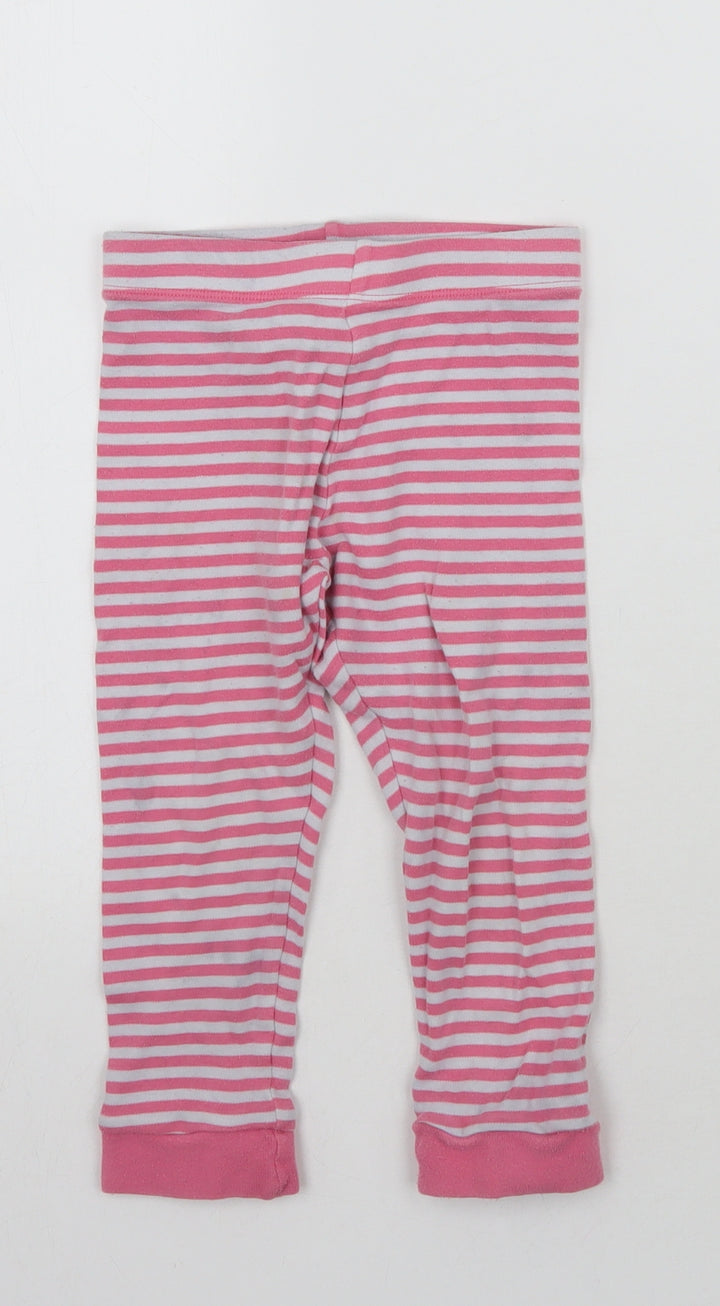 F&F Girls Pink Striped Top Pyjama Set Size 3-4 Years