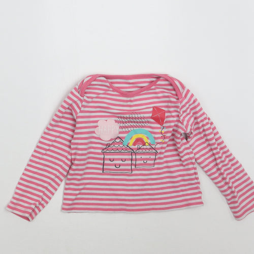 F&F Girls Pink Striped  Top Pyjama Set Size 3-4 Years