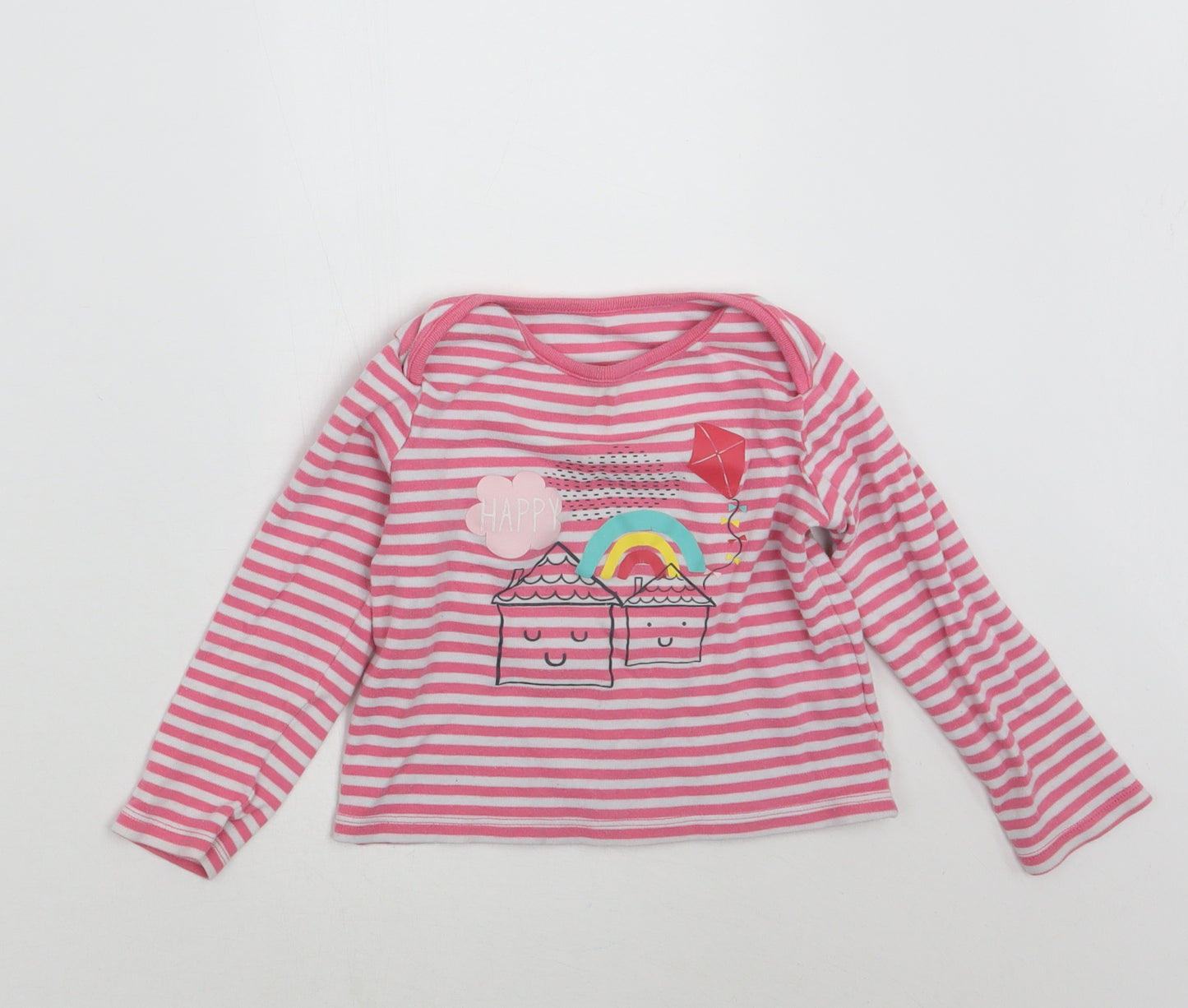 F&F Girls Pink Striped  Top Pyjama Set Size 3-4 Years