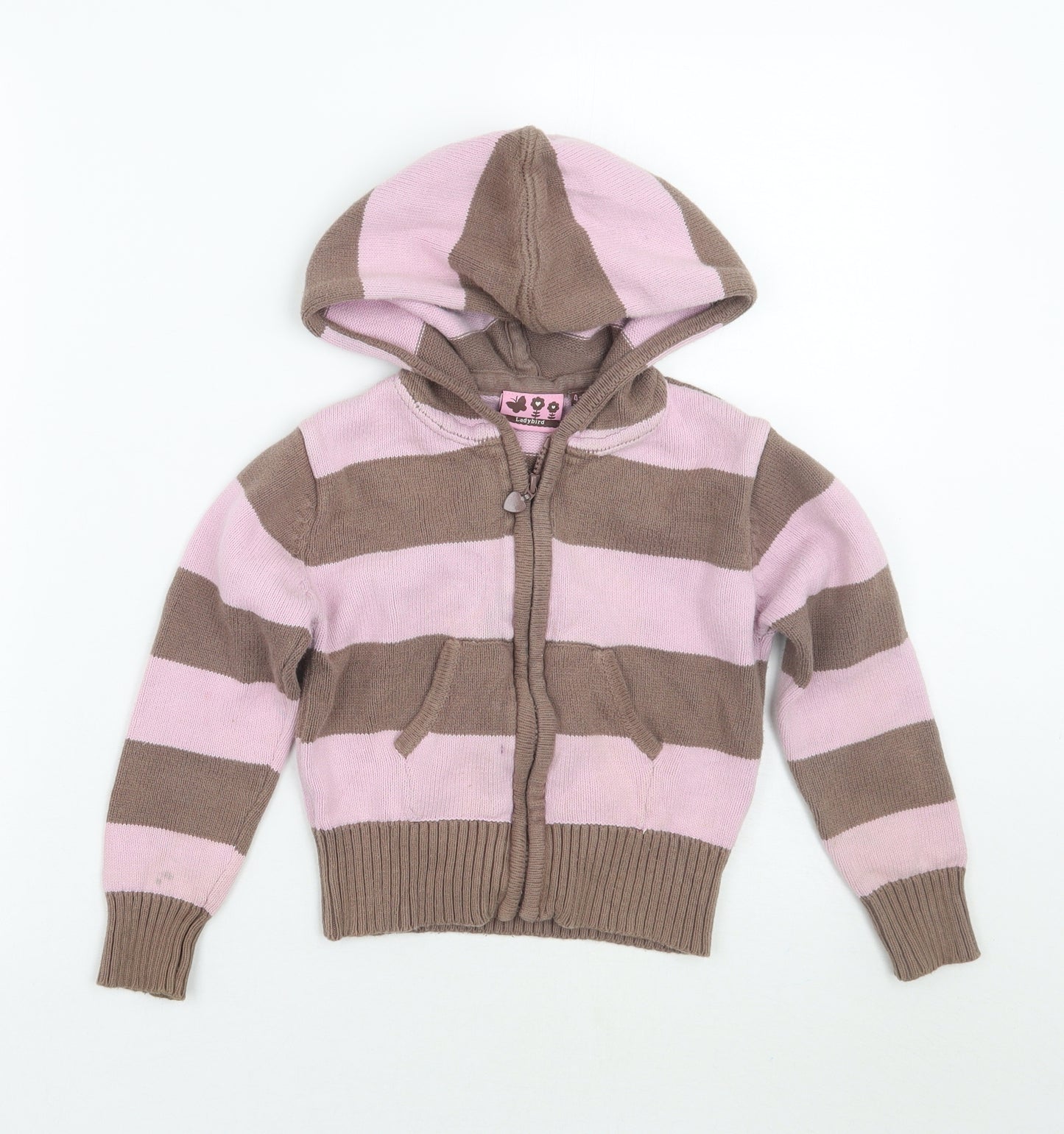 Lady bird Girls Pink Striped  Jacket Coatigan Size 4-5 Years