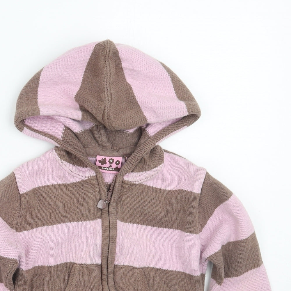 Lady bird Girls Pink Striped  Jacket Coatigan Size 4-5 Years