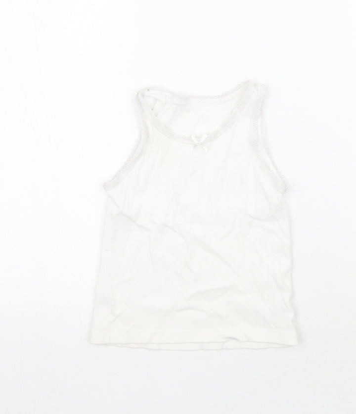 Matalan Girls White Basic Tank Size 4-5 Years
