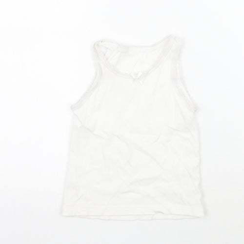 Matalan Girls White   Basic Tank Size 4-5 Years