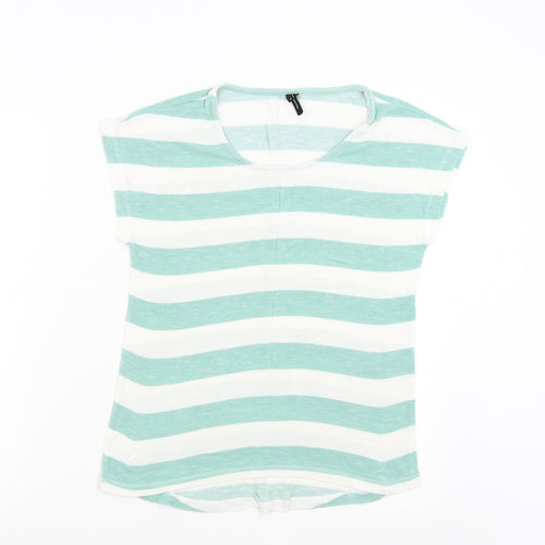 VERO MODA Womens Green Striped Knit Pullover Jumper Size M