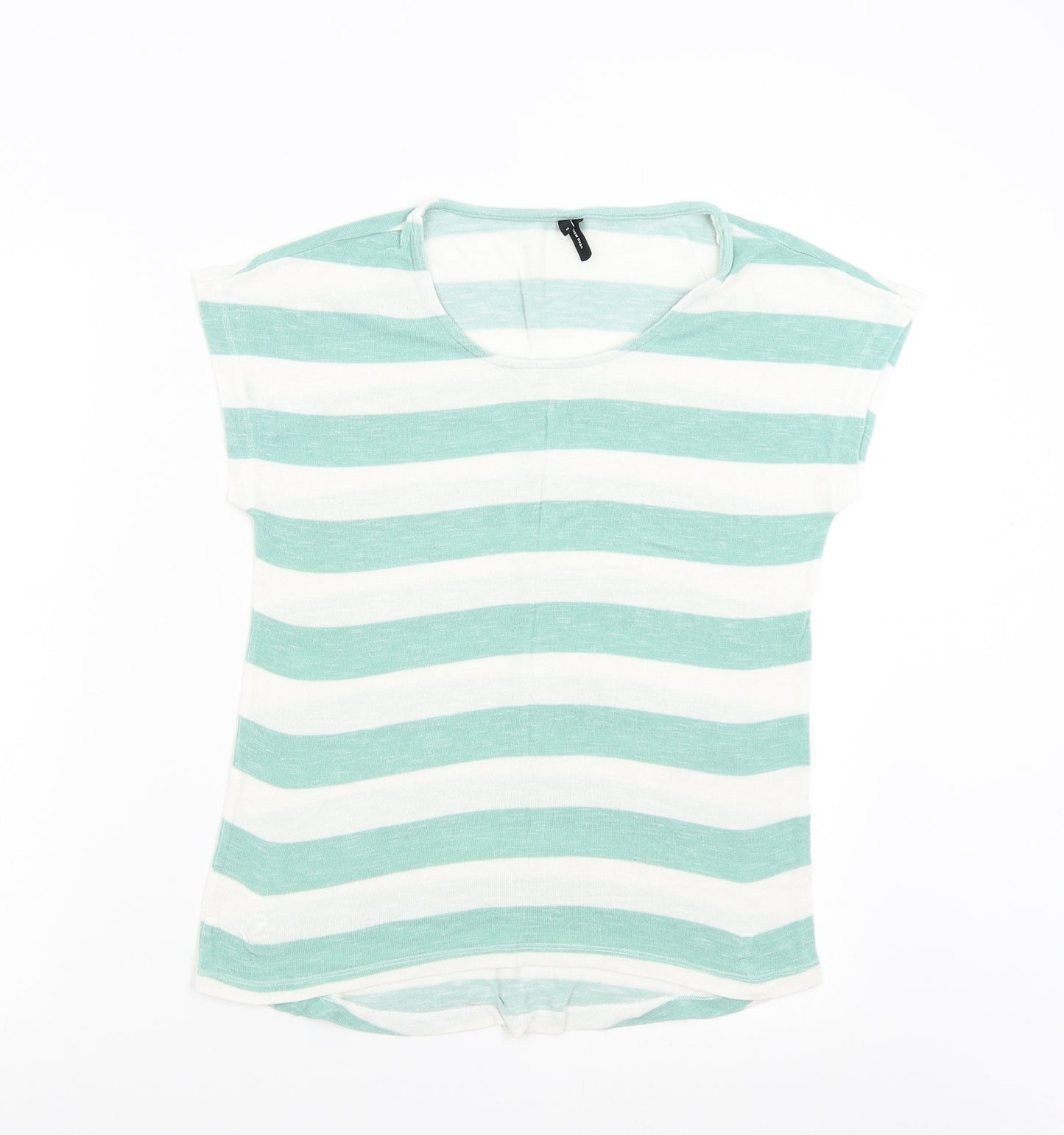 VERO MODA Womens Green Striped Knit Pullover Jumper Size M