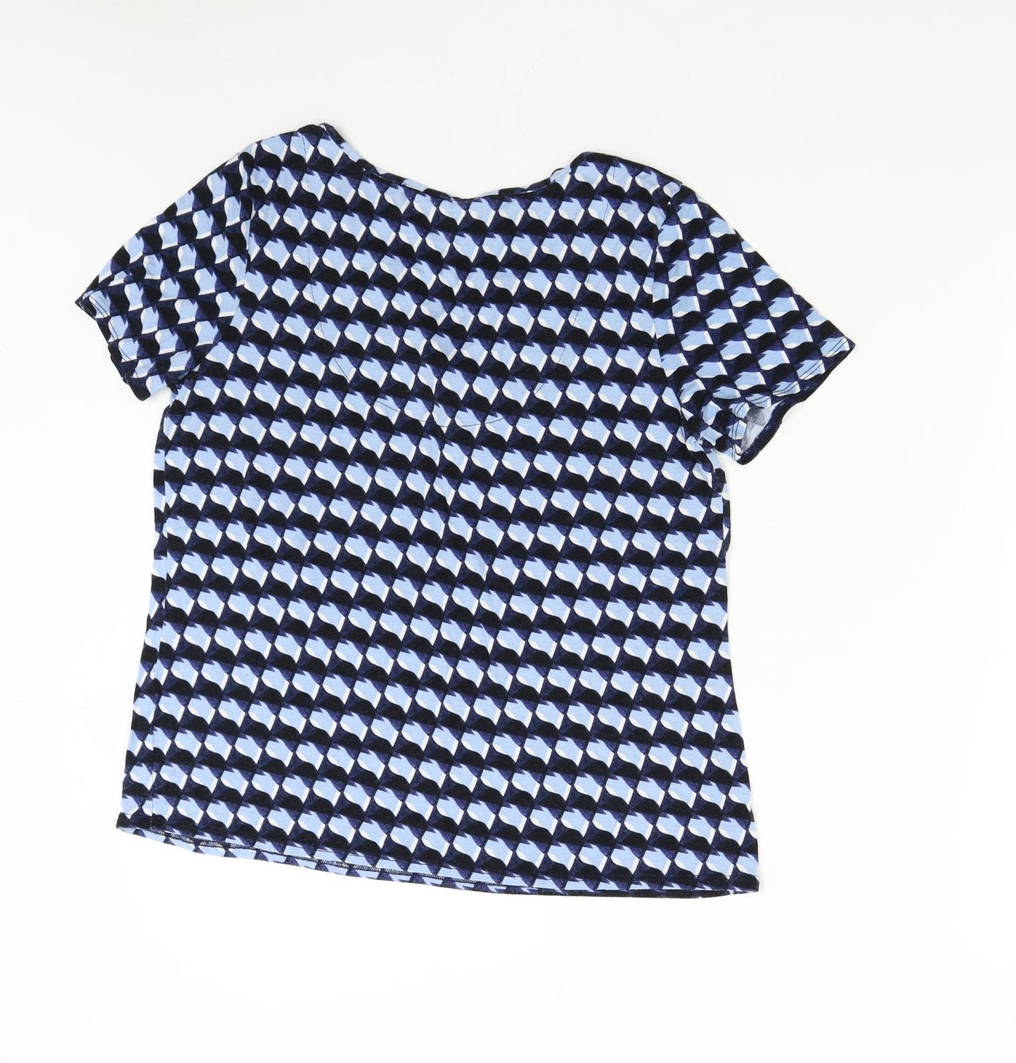 TU Womens Blue Geometric  Basic T-Shirt Size 12