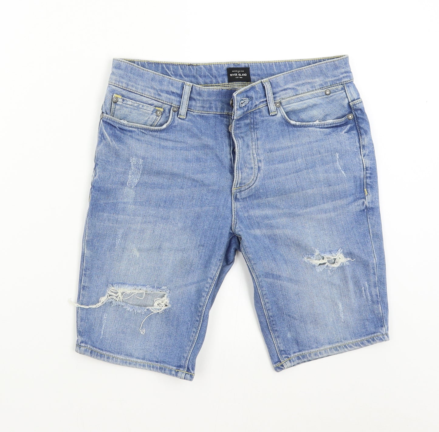 River Island Mens Blue  Denim Bermuda Shorts Size 30