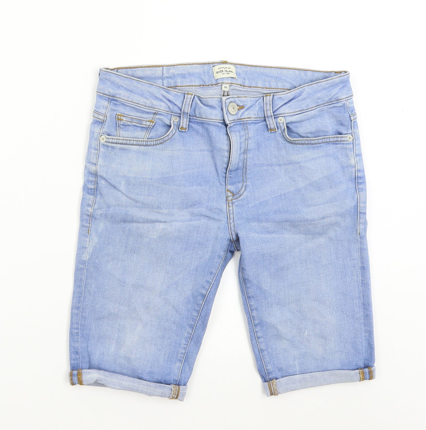River Island Mens Blue  Denim Bermuda Shorts Size 30