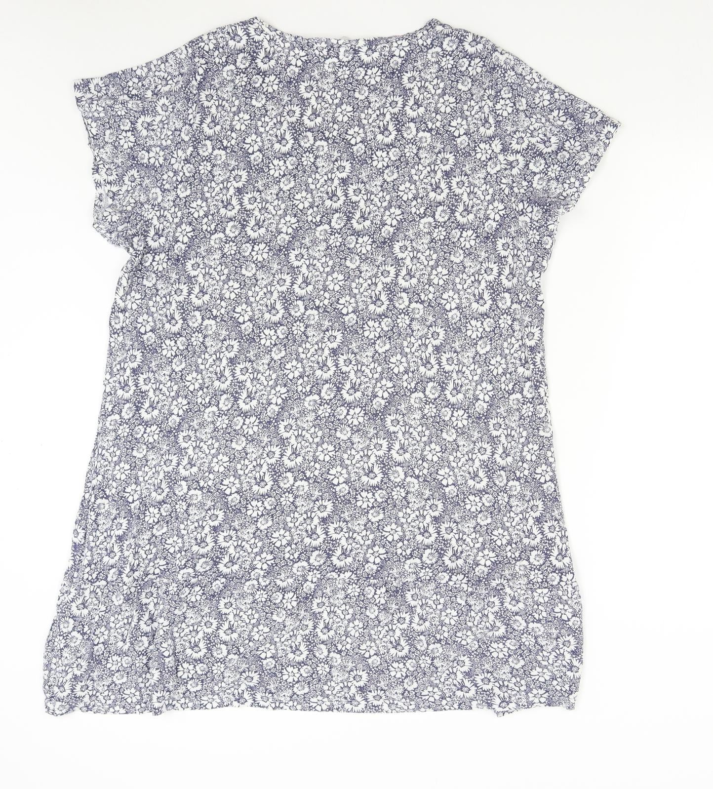Sleep Well Womens Blue Floral   Nightshirt Size 18