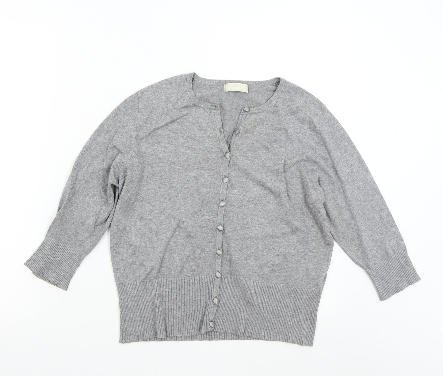 M&S Womens Grey  Knit Cardigan Jumper Size 18
