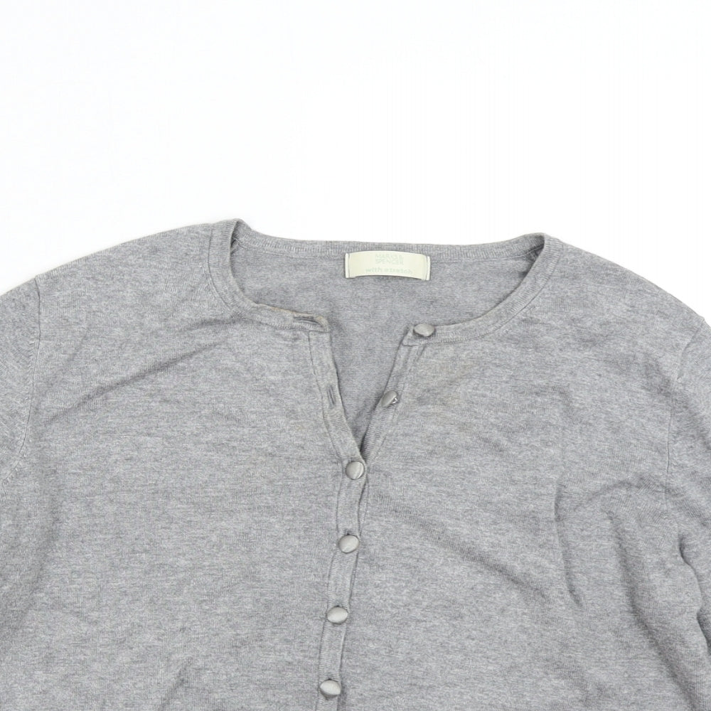 M&S Womens Grey  Knit Cardigan Jumper Size 18