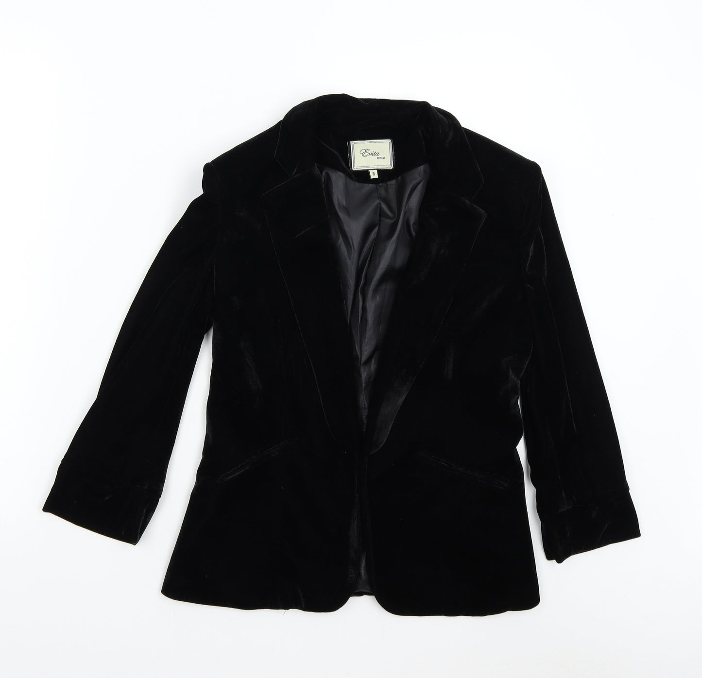 Evita Golg Womens Black  Velvet Jacket Blazer Size 8