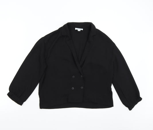Front view of Topshop women’s black basic blouse, size UK 6