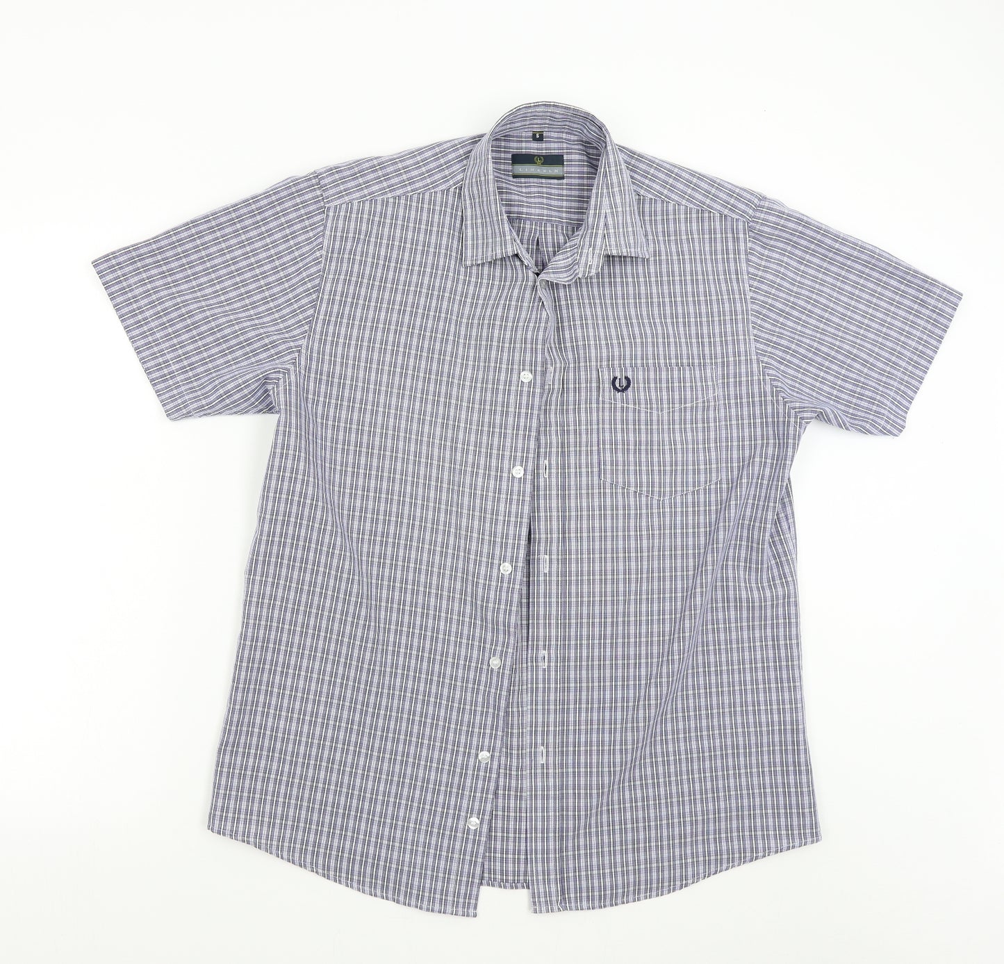 Lincoln Mens Blue Check   Button-Up Size S