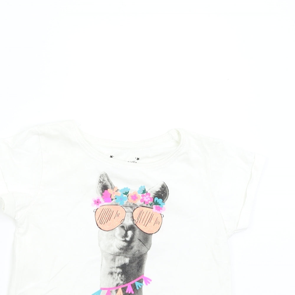 Primark Girls White   Basic T-Shirt Size 8-9 Years  - No Drama Llama