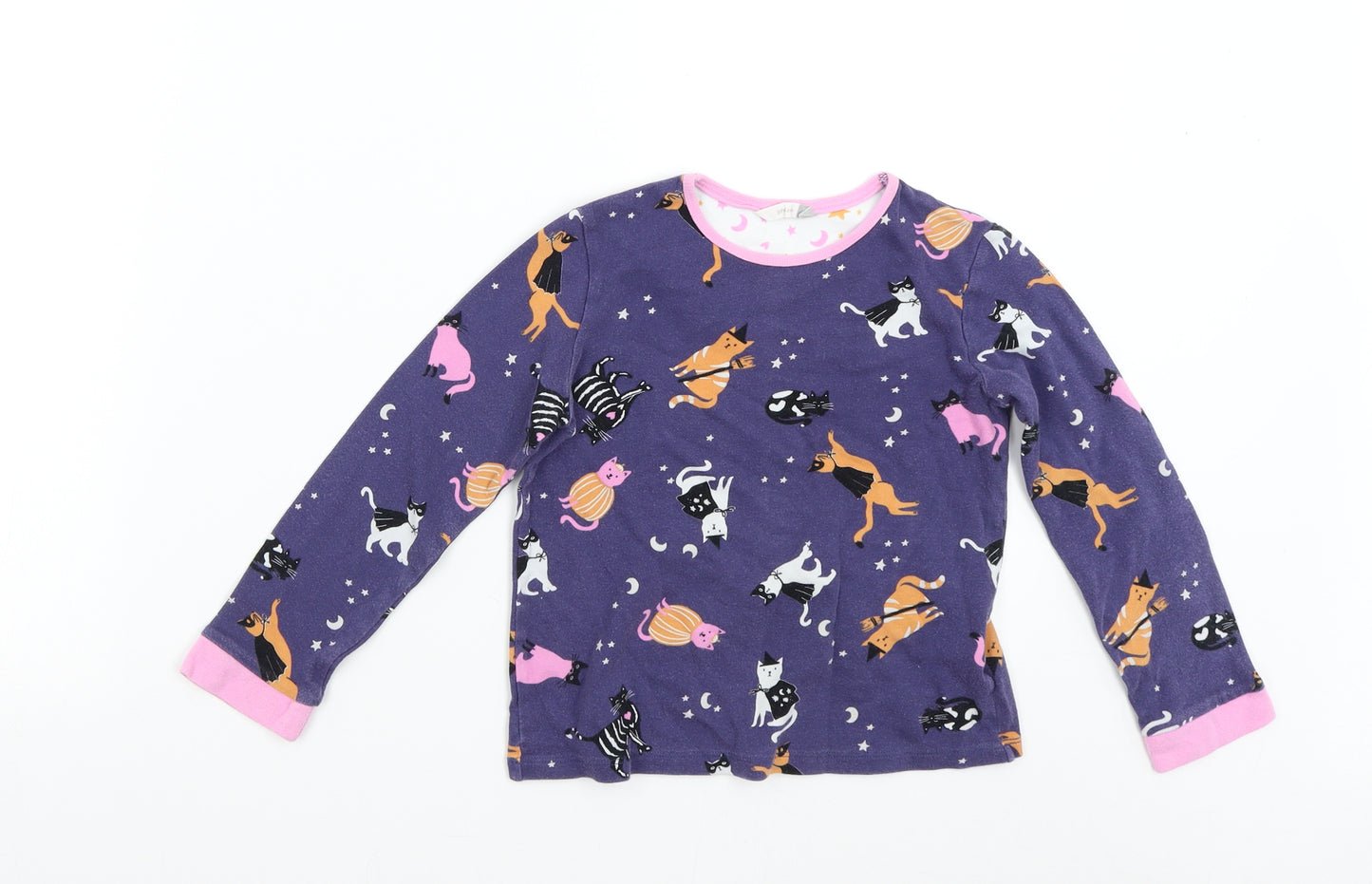 John Lewis Girls Purple Solid  Top Pyjama Top Size 8 Years  - Cats