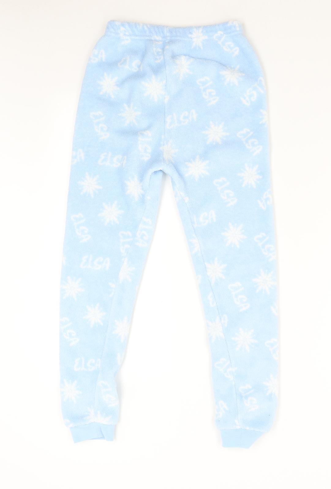 Primark Girls Blue Solid Fleece  Pyjama Pants Size 9-10 Years