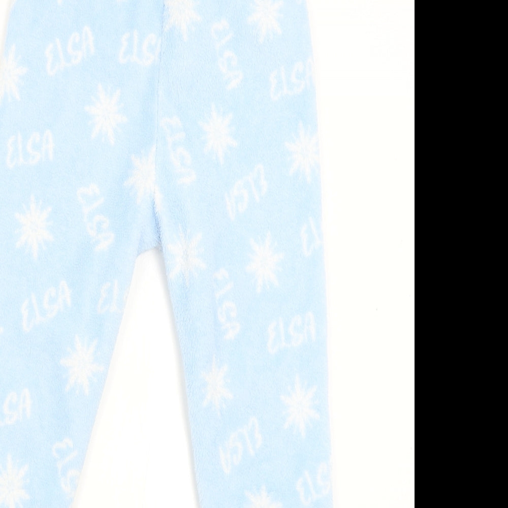 Primark Girls Blue Solid Fleece  Pyjama Pants Size 9-10 Years