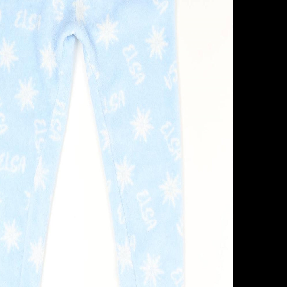 Primark Girls Blue Solid Fleece  Pyjama Pants Size 9-10 Years