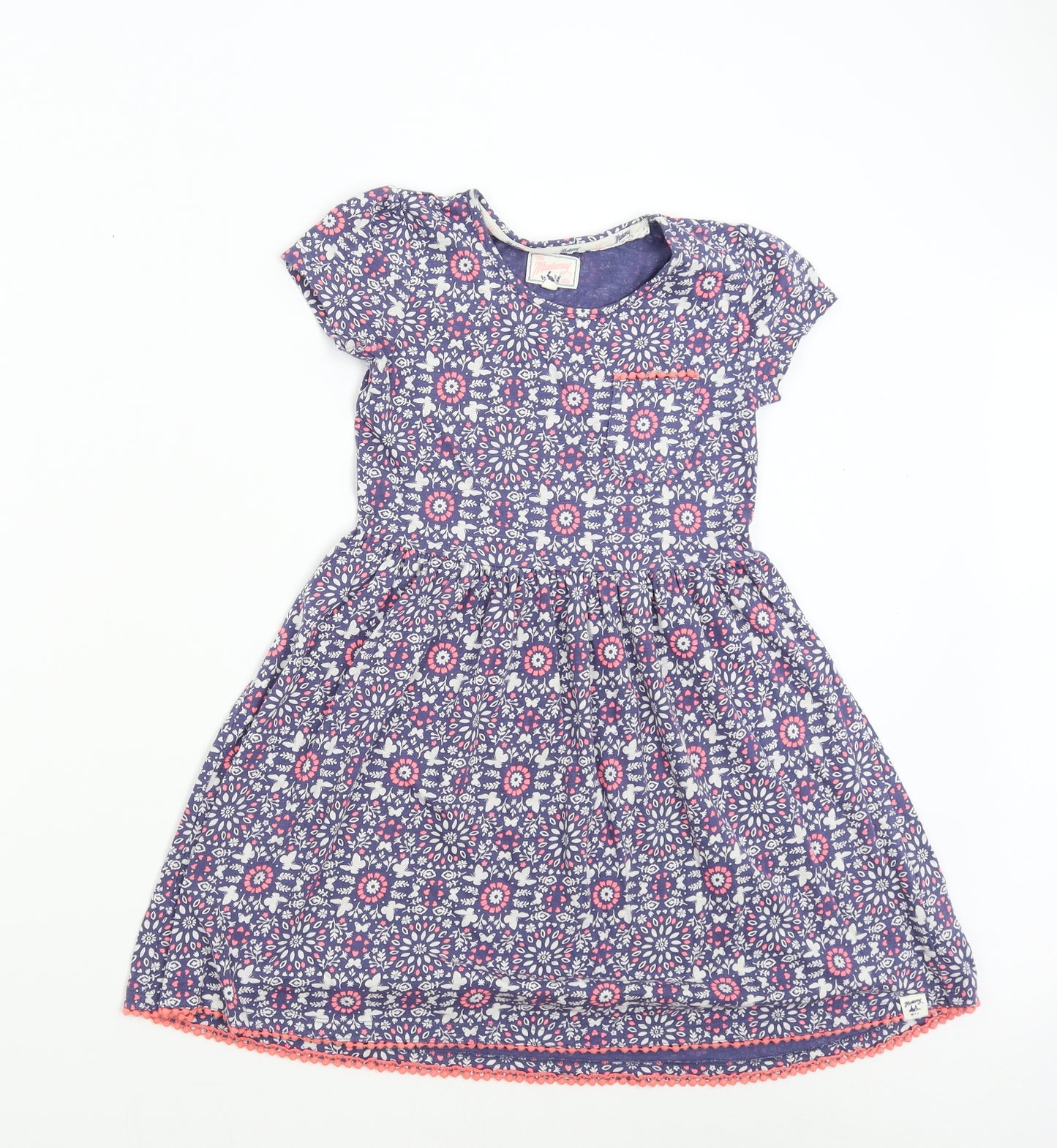Mantaray Girls Blue Floral  T-Shirt Dress  Size 8-9 Years