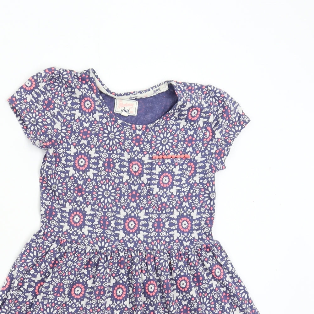 Mantaray Girls Blue Floral  T-Shirt Dress  Size 8-9 Years