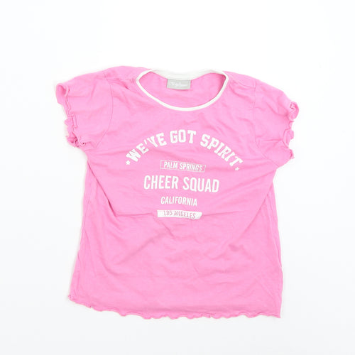 Matalan Girls Pink   Basic T-Shirt Size 9 Years  - Cheer Squad
