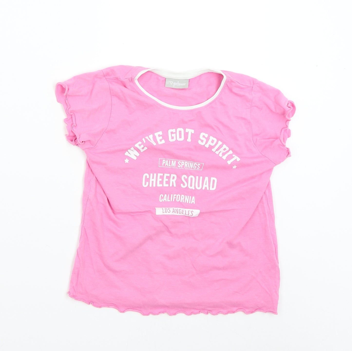 Matalan Girls Pink   Basic T-Shirt Size 9 Years  - Cheer Squad