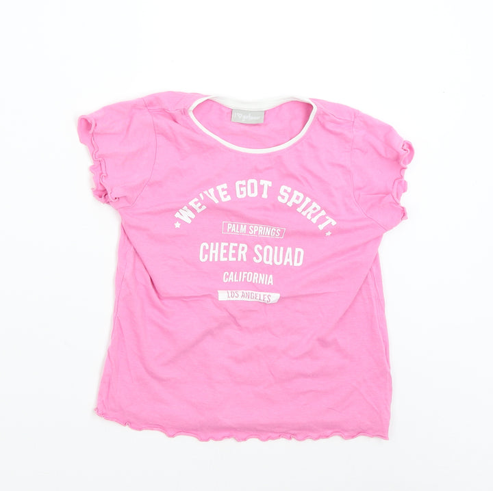 Matalan Girls Pink   Basic T-Shirt Size 9 Years  - Cheer Squad