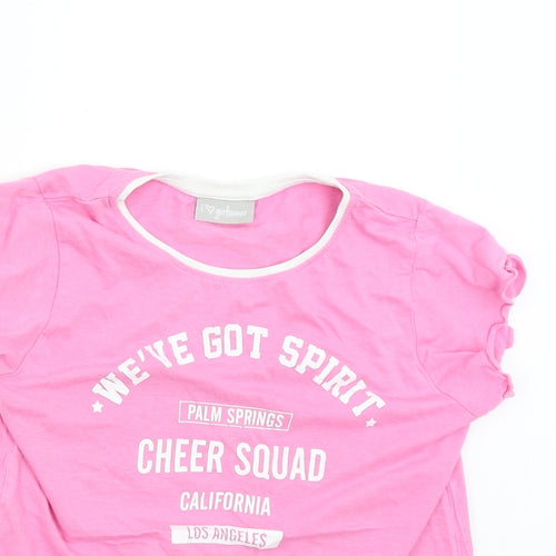 Matalan Girls Pink   Basic T-Shirt Size 9 Years  - Cheer Squad