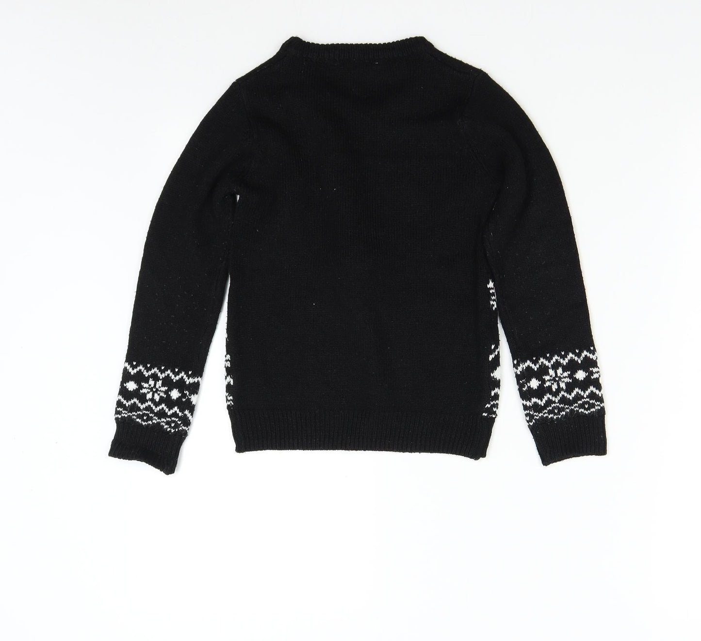Pep&Co Boys Black  Knit Pullover Jumper Size 7-8 Years  - Christmas Reindeer