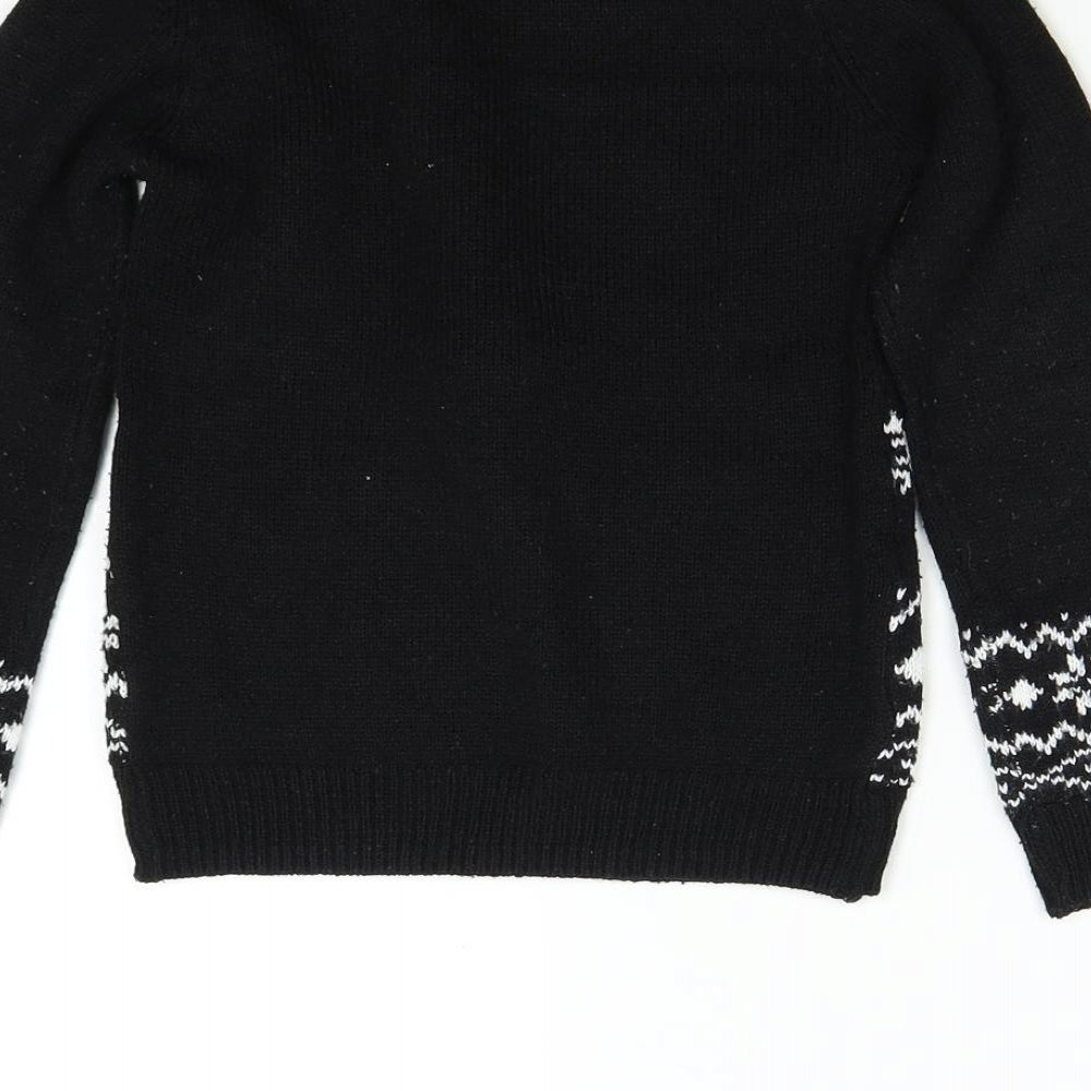 Pep&Co Boys Black  Knit Pullover Jumper Size 7-8 Years  - Christmas Reindeer