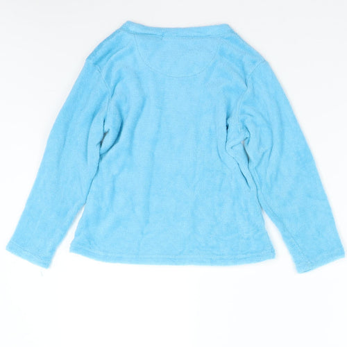 Chill Out Boys Blue Solid Fleece  Pyjama Top Size 8-9 Years  - Lazy Bonez Skull