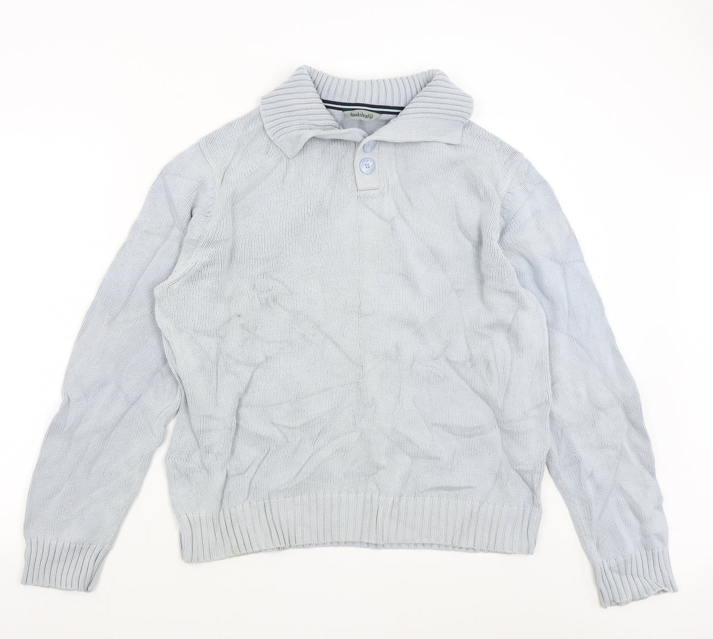 Hawkshead Mens Blue  Knit Henley Jumper Size L
