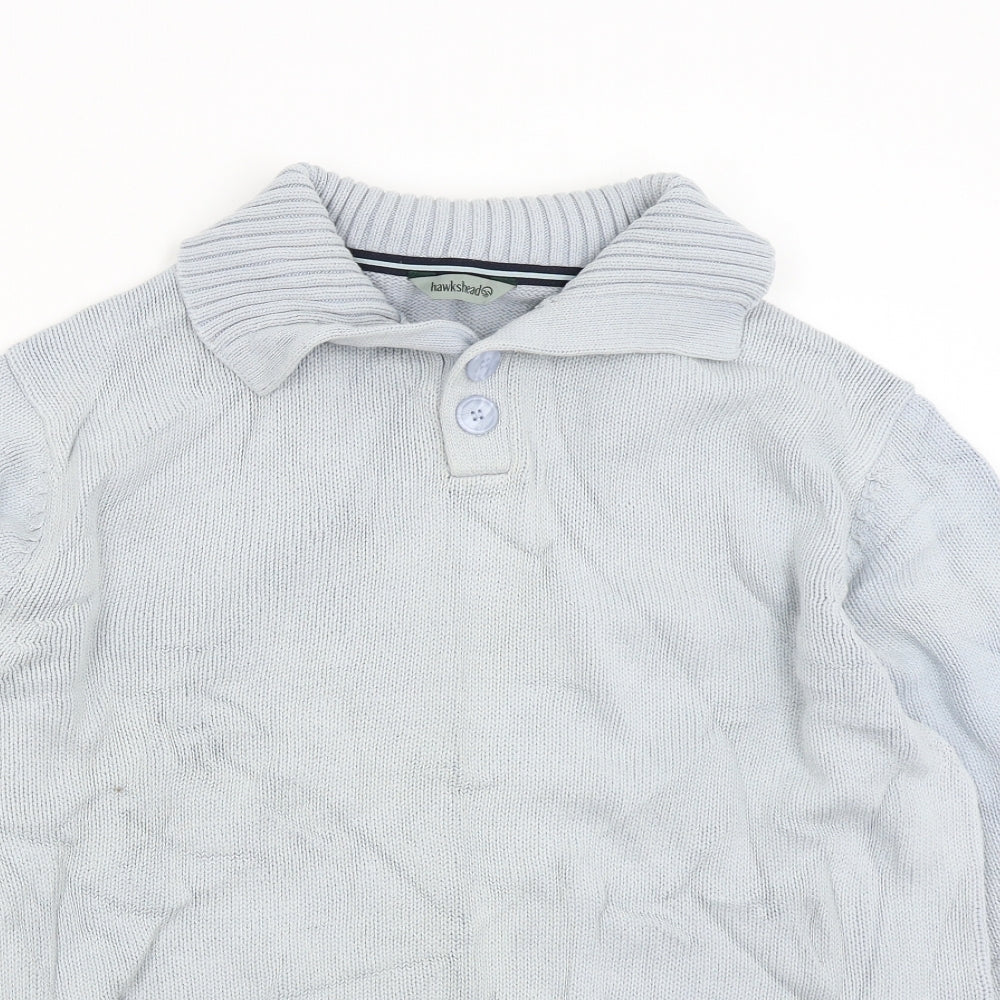 Hawkshead Mens Blue  Knit Henley Jumper Size L