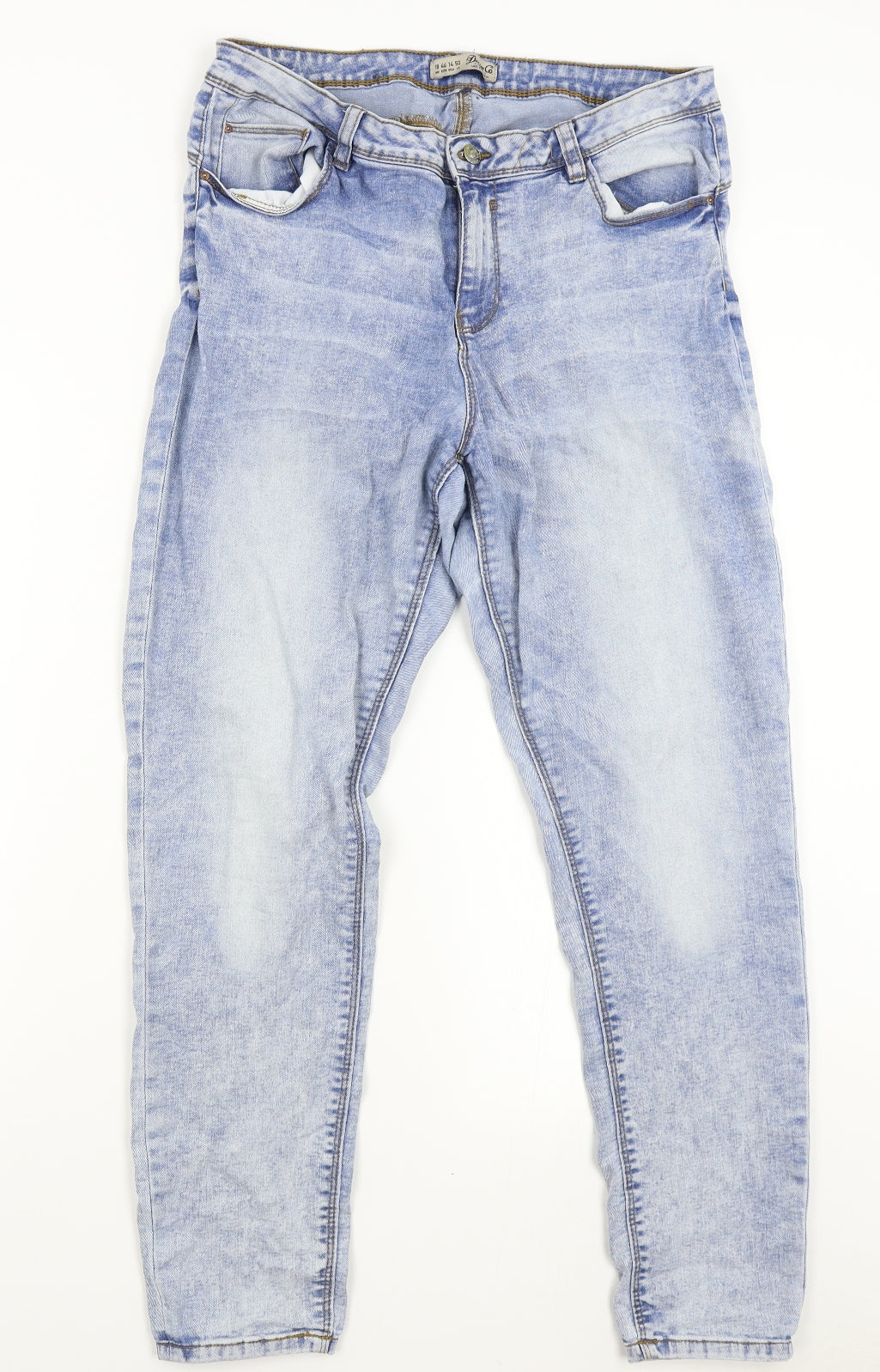 Primark Womens Blue  Denim Tapered Jeans Size 18 L28 in